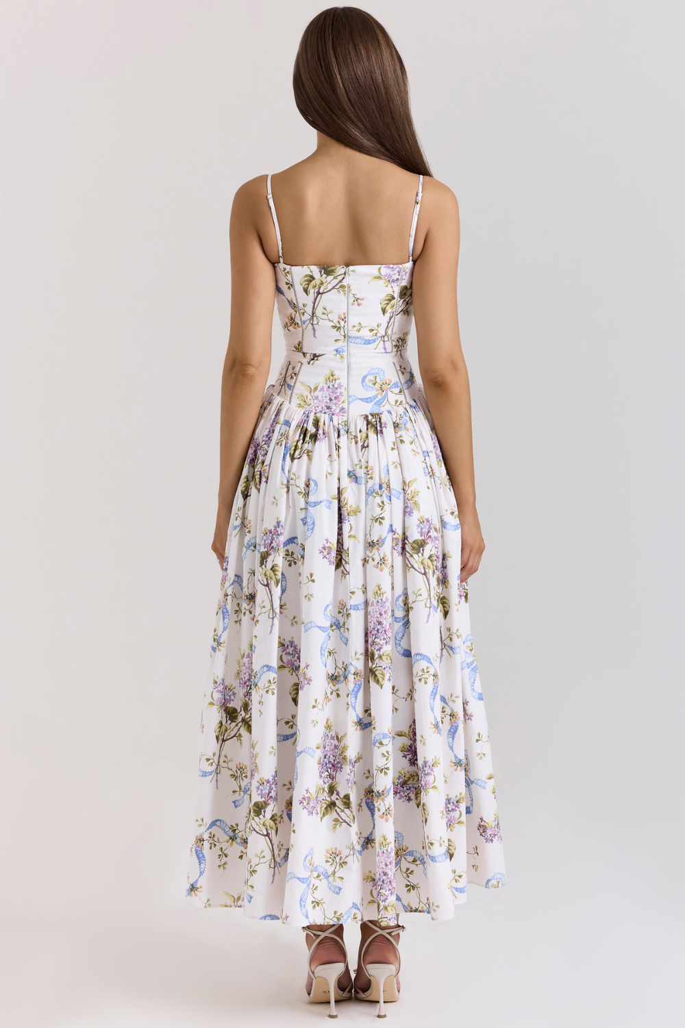 LARINA | Chic Midi Kleid mit Korsett und Blumenprint