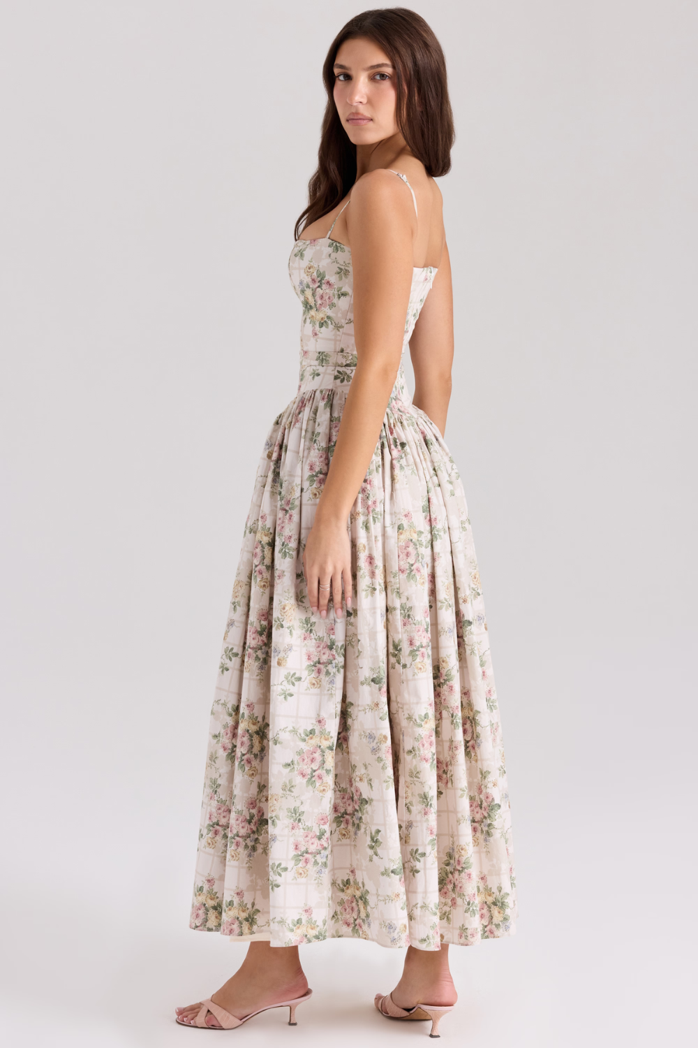 LARINA | Chic Midi Kleid mit Korsett und Blumenprint