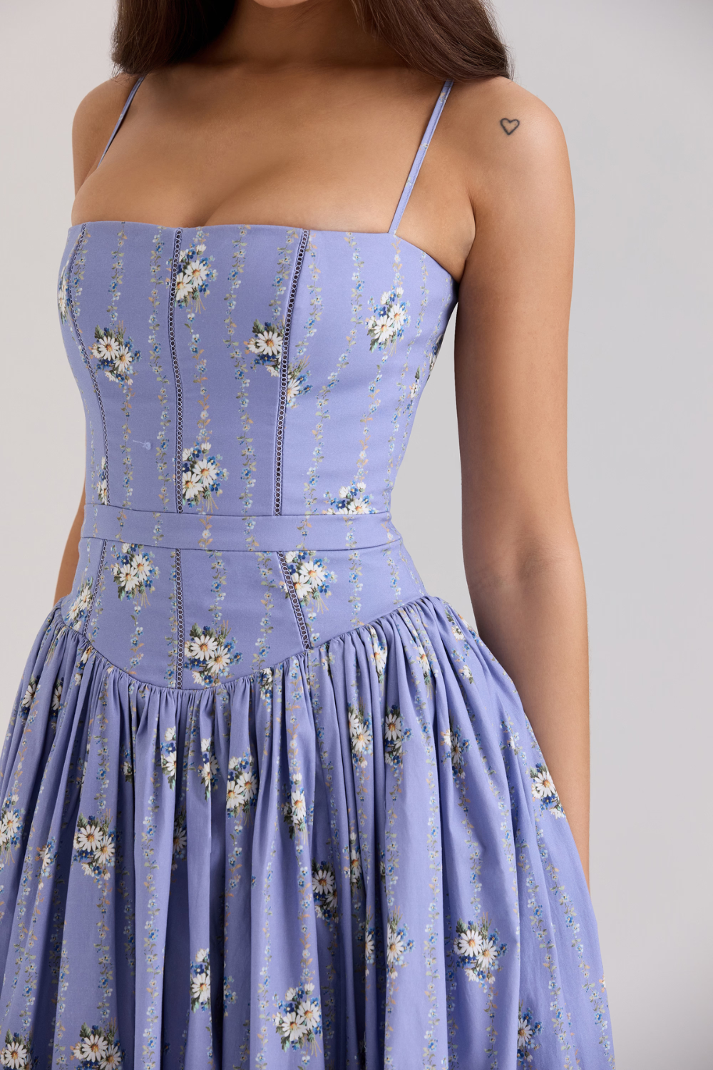 LARINA | Chic Midi Kleid mit Korsett und Blumenprint