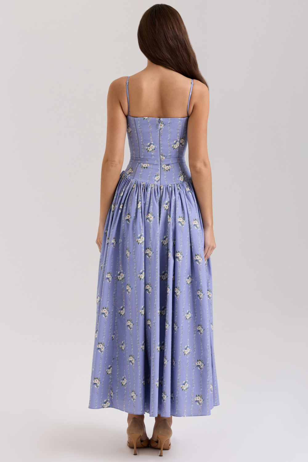 LARINA | Chic Midi Kleid mit Korsett und Blumenprint