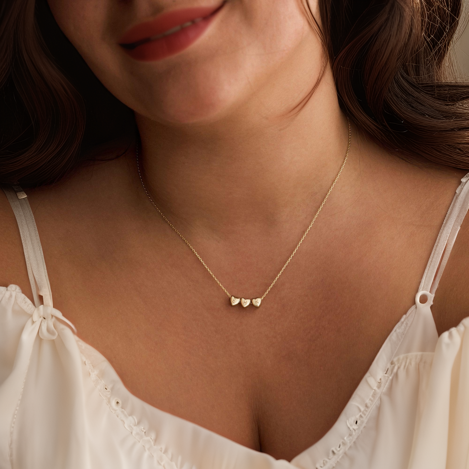 Personalized Tiny 3D Initial Heart Charm Necklace
