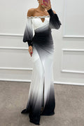 NADINE | Chic Ombre-Maxikleid mit Off-Shoulder-Ausschnitt