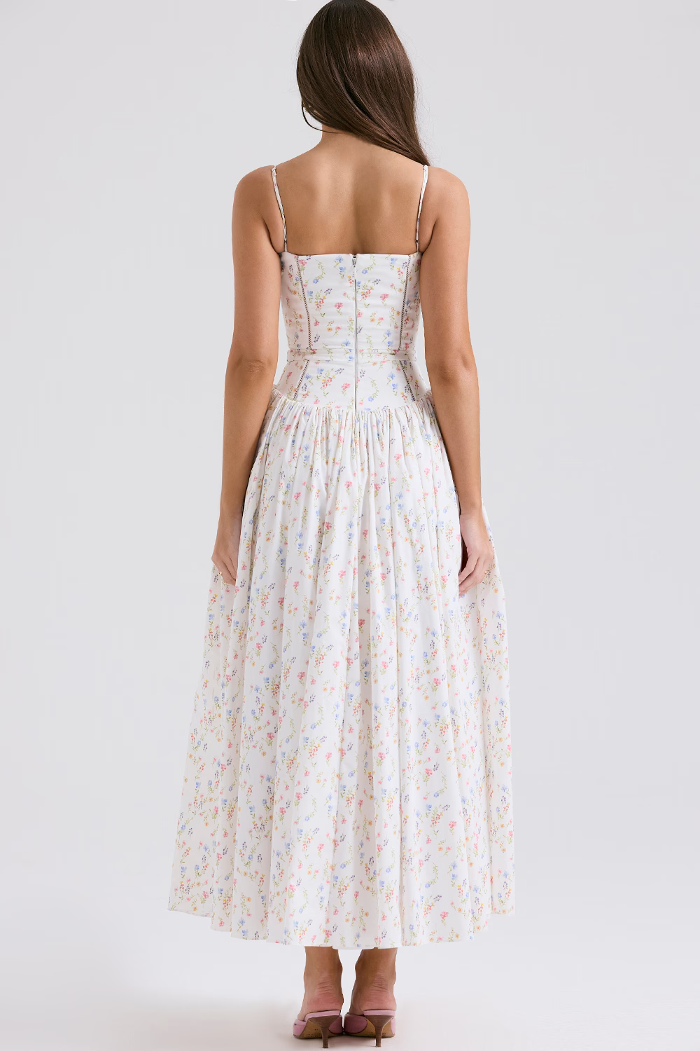 LARINA | Chic Midi Kleid mit Korsett und Blumenprint