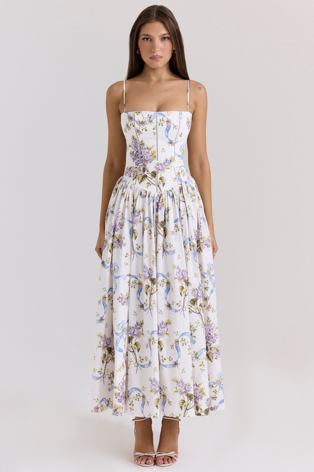 LARINA | Chic Midi Kleid mit Korsett und Blumenprint