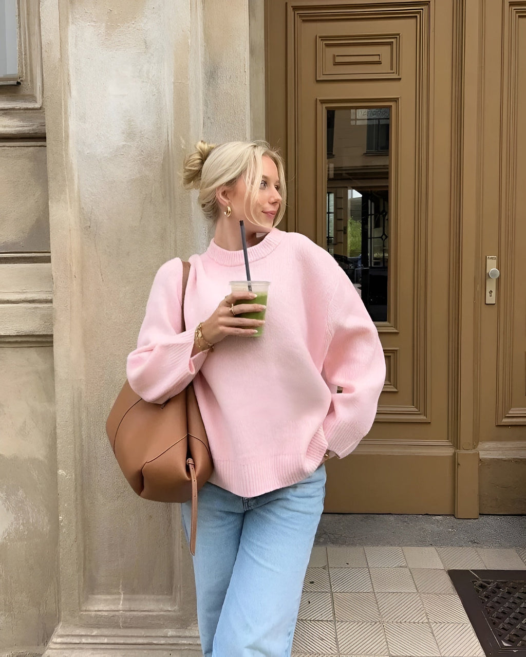JOAN | Suéter de punto rosa oversized
