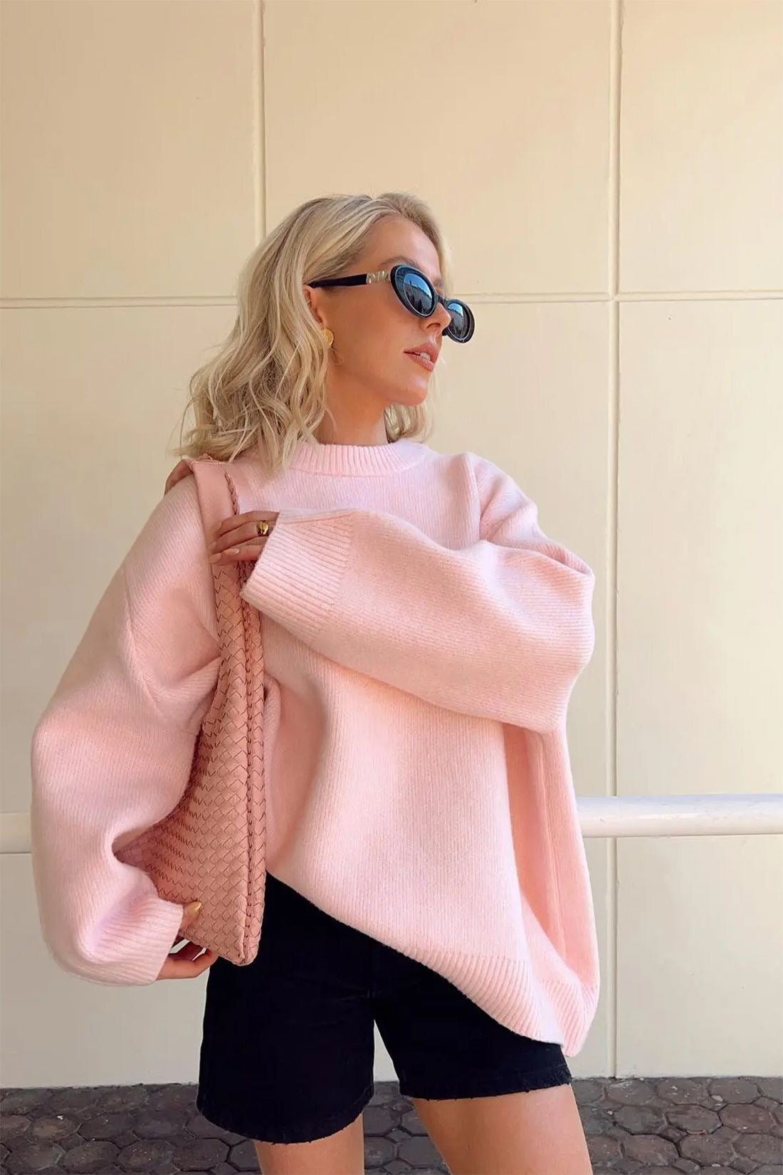 JOAN | Suéter de punto rosa oversized