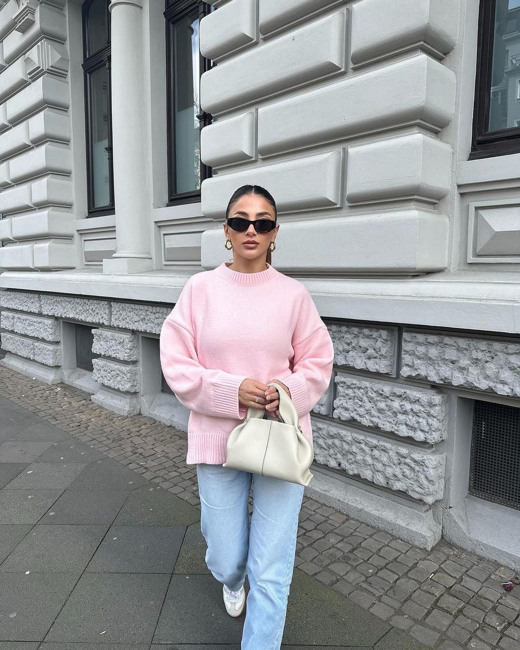 JOAN | Suéter de punto rosa oversized