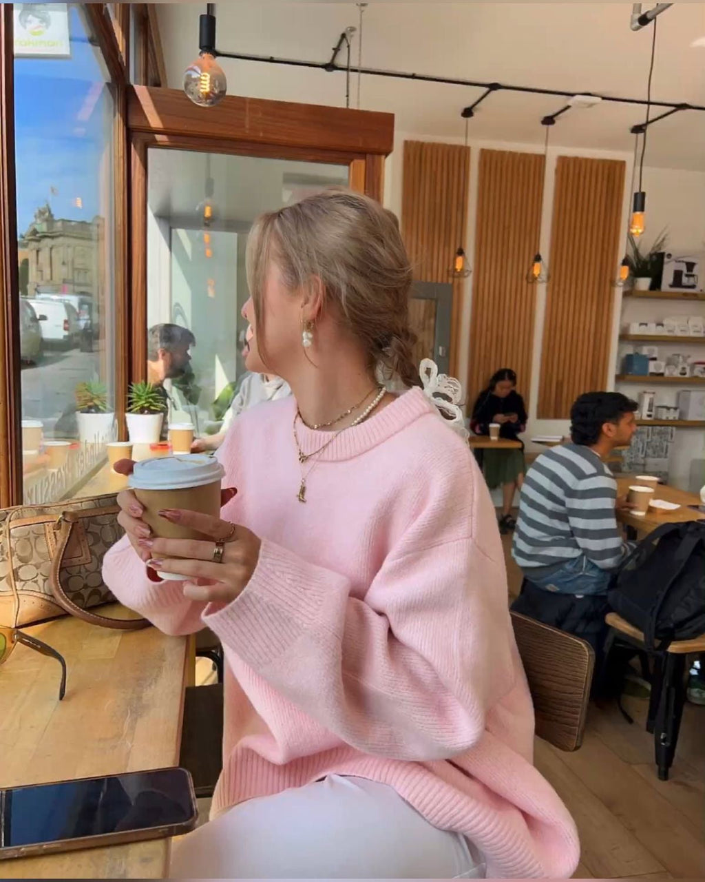 JOAN | Suéter de punto rosa oversized