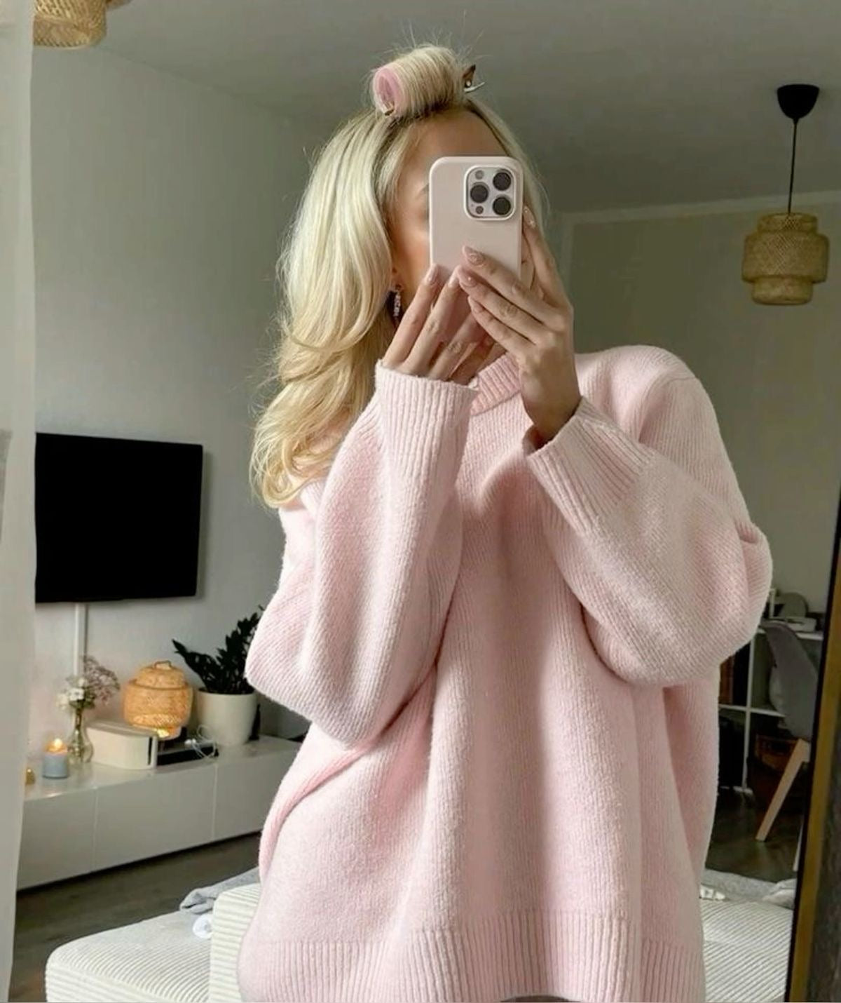 JOAN | Suéter de punto rosa oversized
