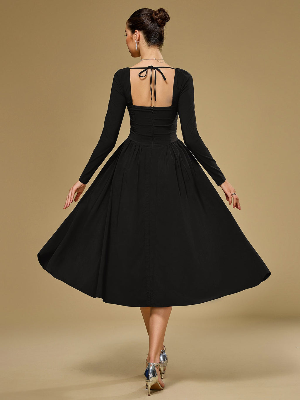 ANNA | Langarm A-Linien Midi Kleid