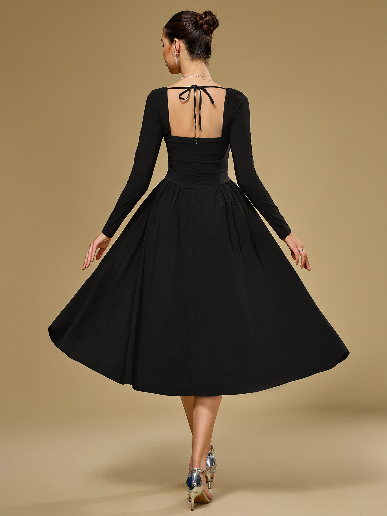 ANNA | Langarm A-Linien Midi Kleid