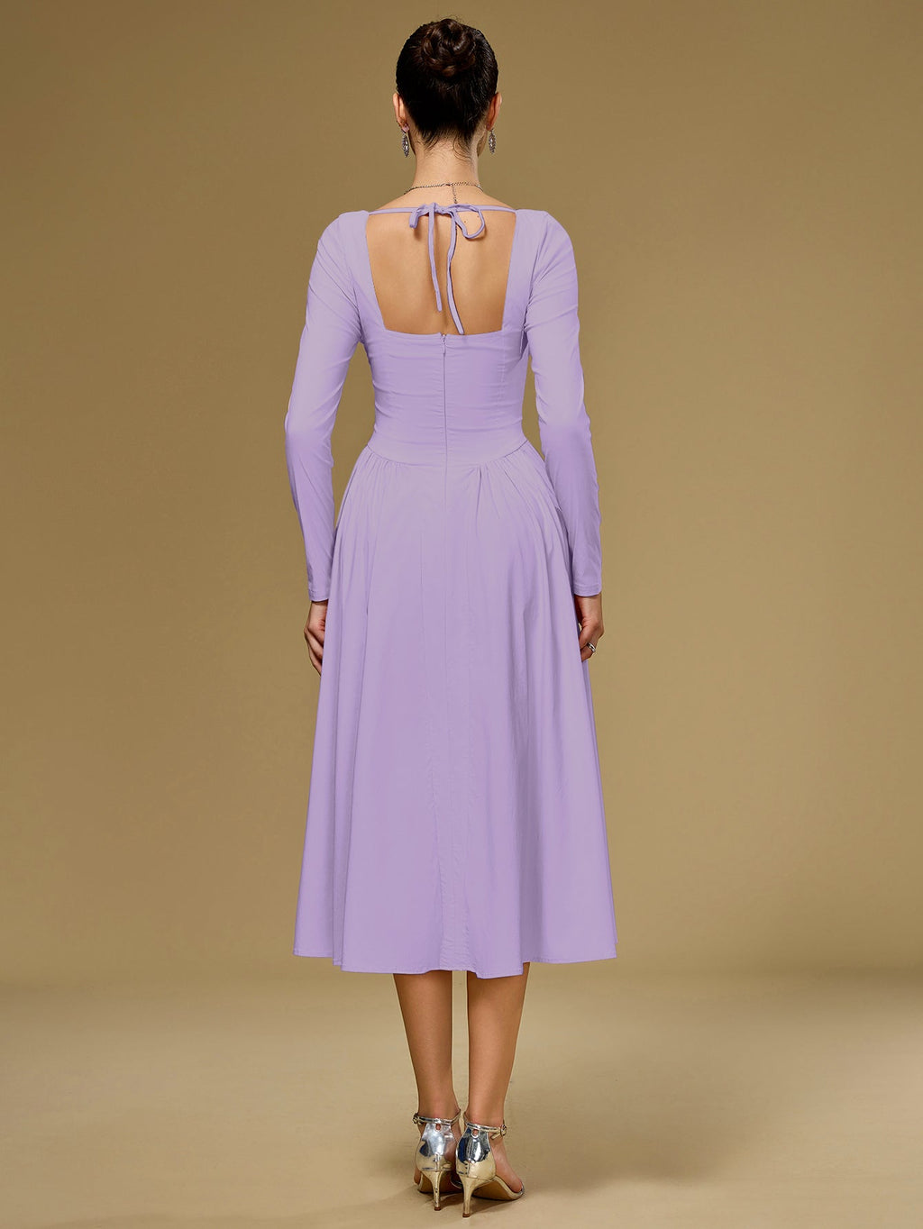 ANNA | Langarm A-Linien Midi Kleid
