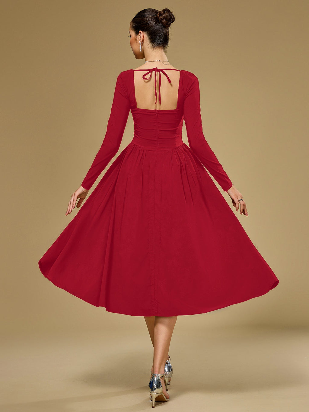ANNA | Langarm A-Linien Midi Kleid