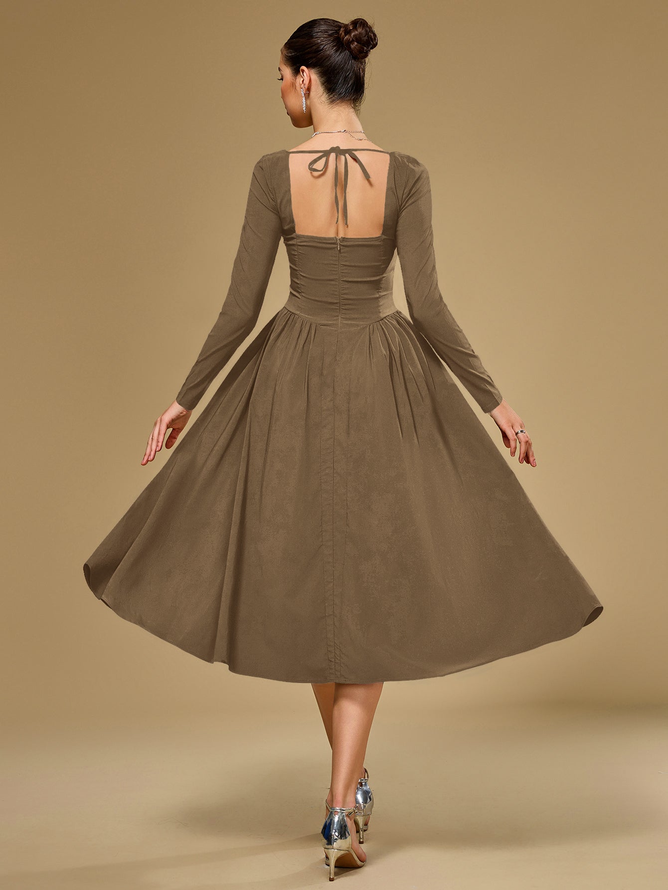 ANNA | Langarm A-Linien Midi Kleid