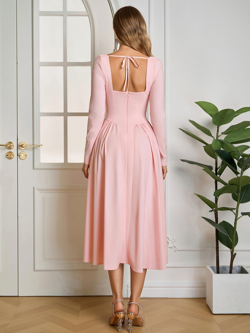 ANNA | Langarm A-Linien Midi Kleid