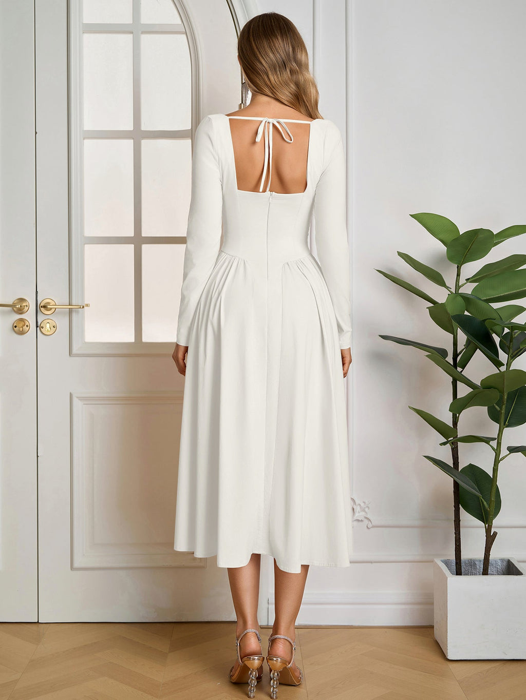 ANNA | Langarm A-Linien Midi Kleid