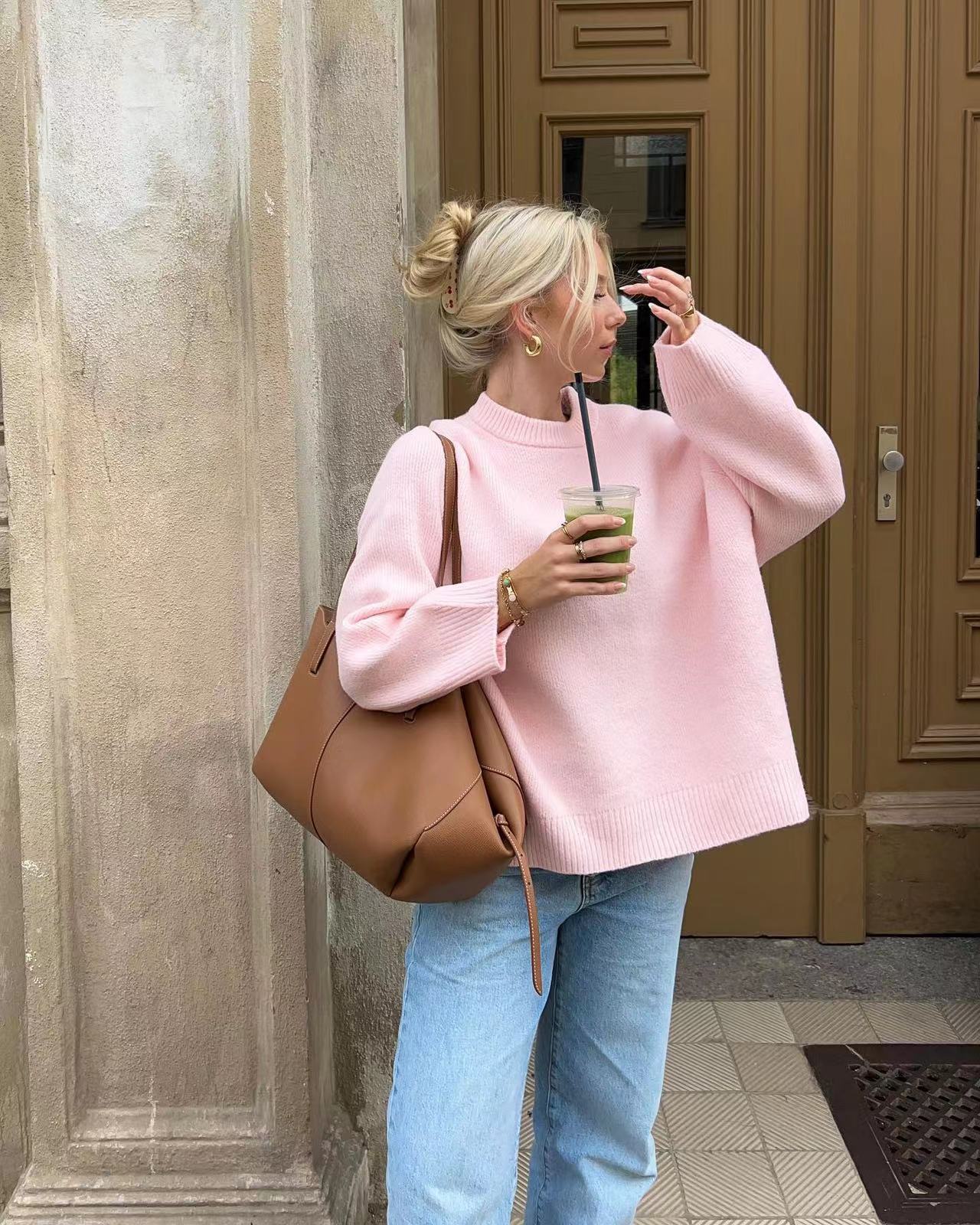 JOAN | Suéter de punto rosa oversized