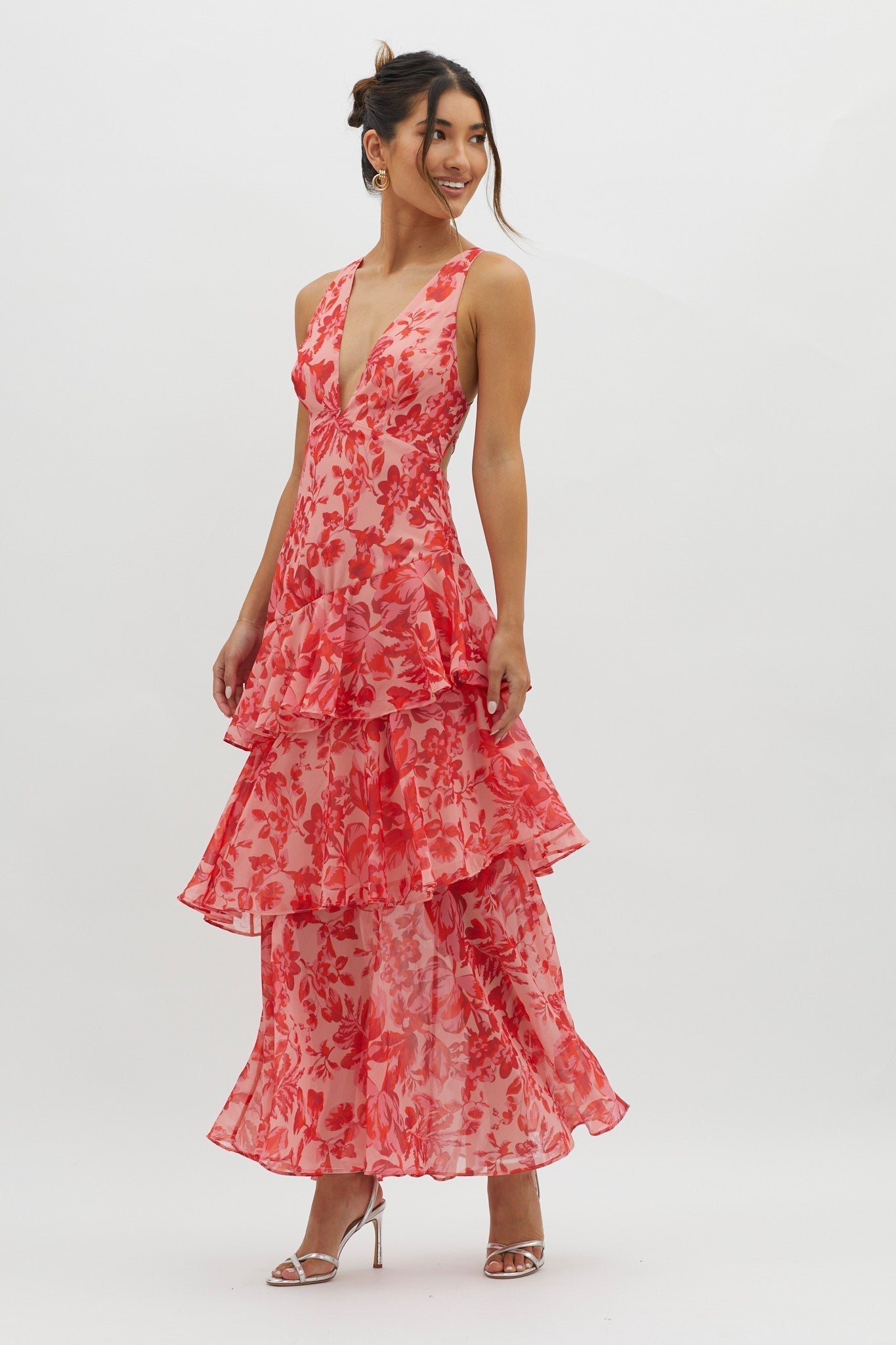 LISA | Florales Volant Maxi Kleid