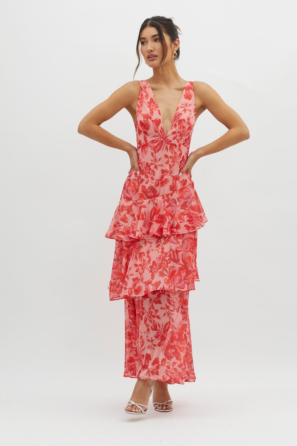 LISA | Florales Volant Maxi Kleid