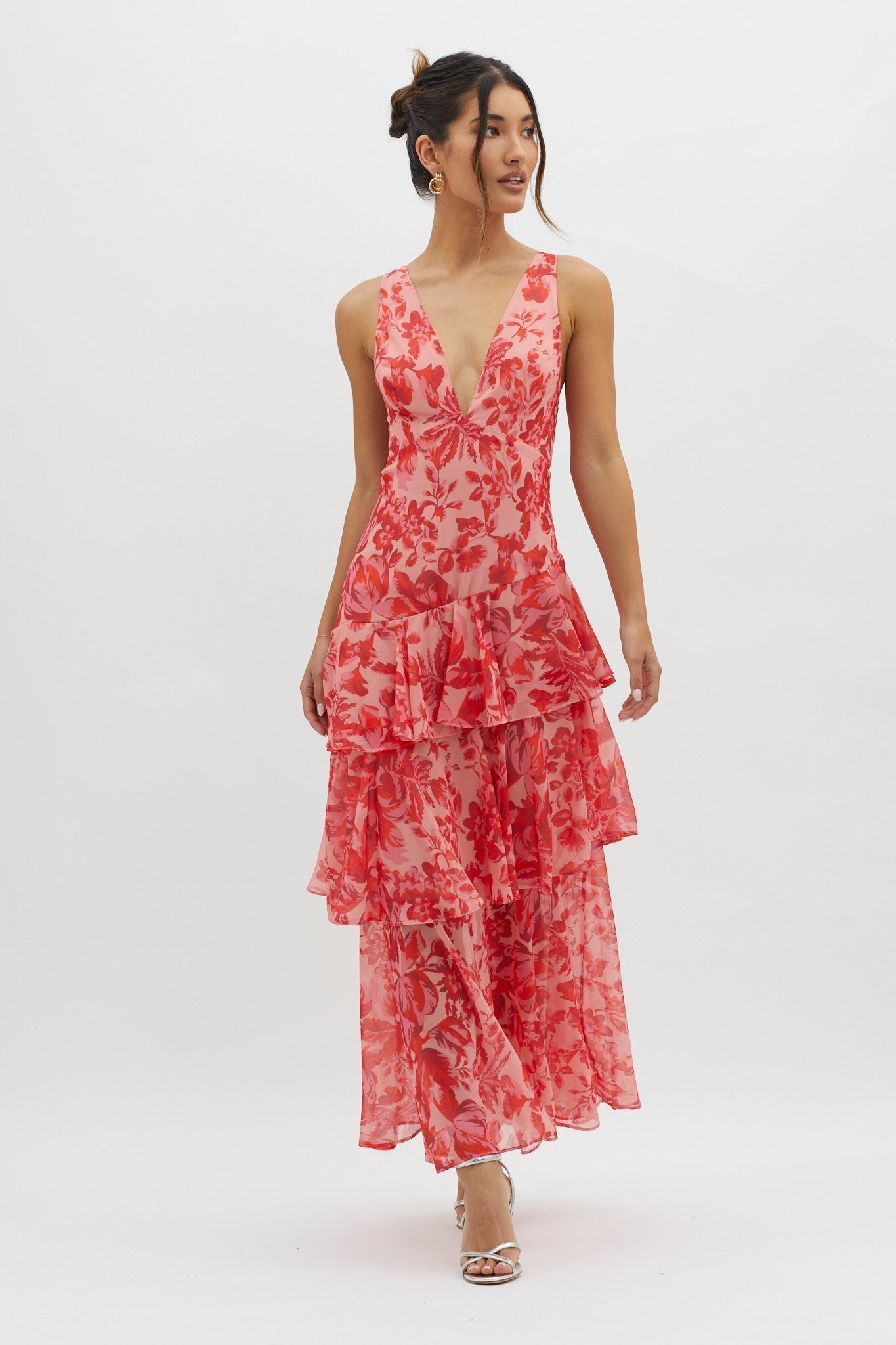 LISA | Florales Volant Maxi Kleid
