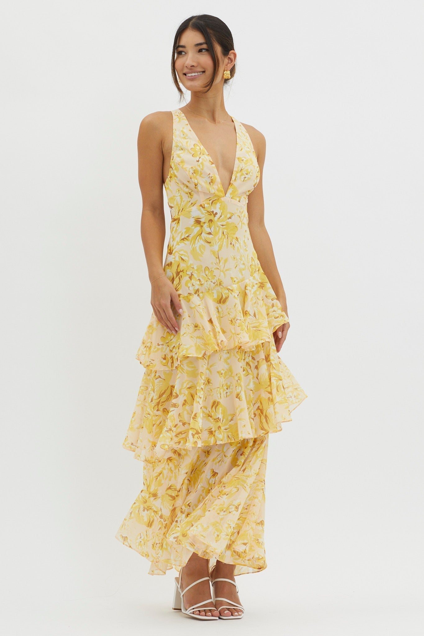 LISA | Florales Volant Maxi Kleid