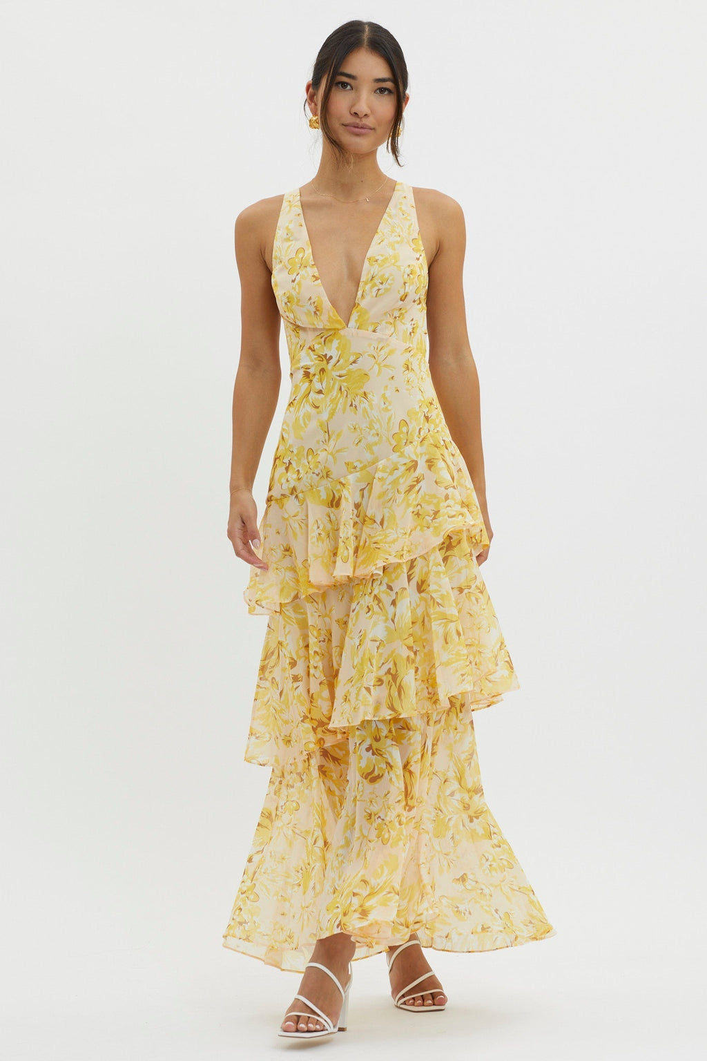 LISA | Florales Volant Maxi Kleid