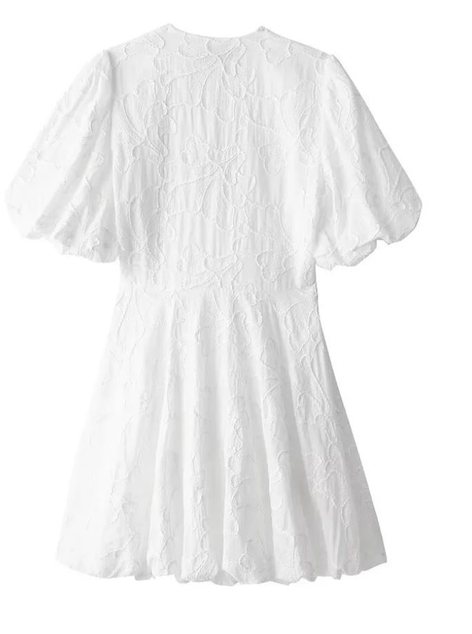 Vestido Corto ALICE | Con Relieve y Mangas Abullonadas