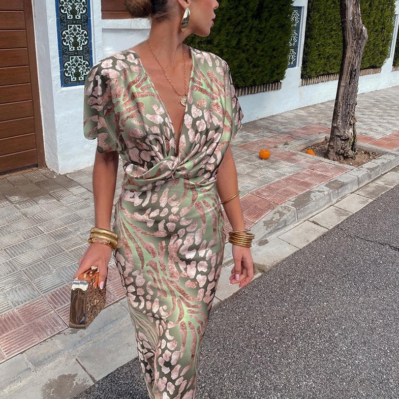 CECILY | Drapiertes Sommer Maxi Kleid