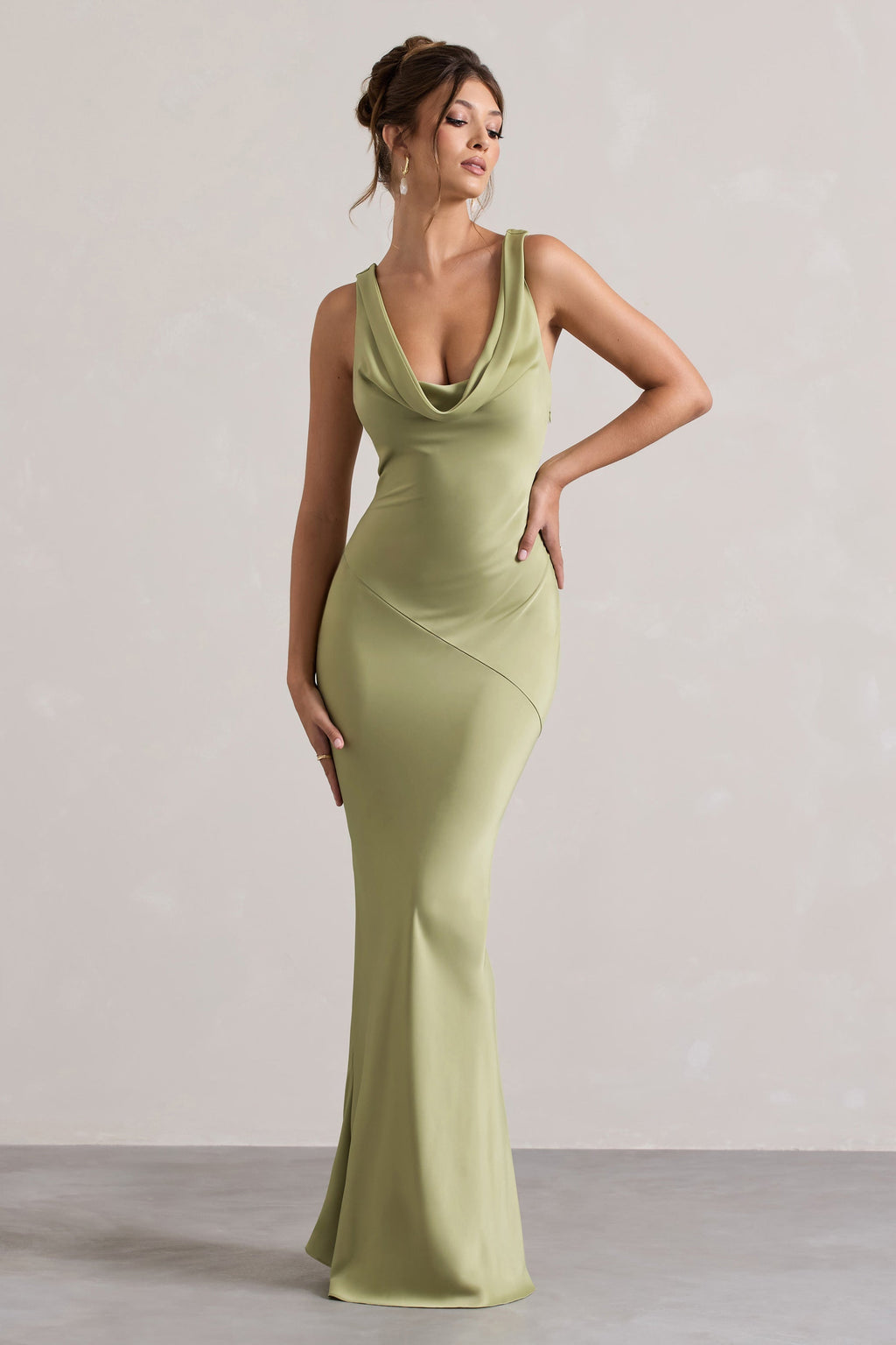 LENA | Minimalistisches Maxi Kleid mit Drapiertem Ausschnitt