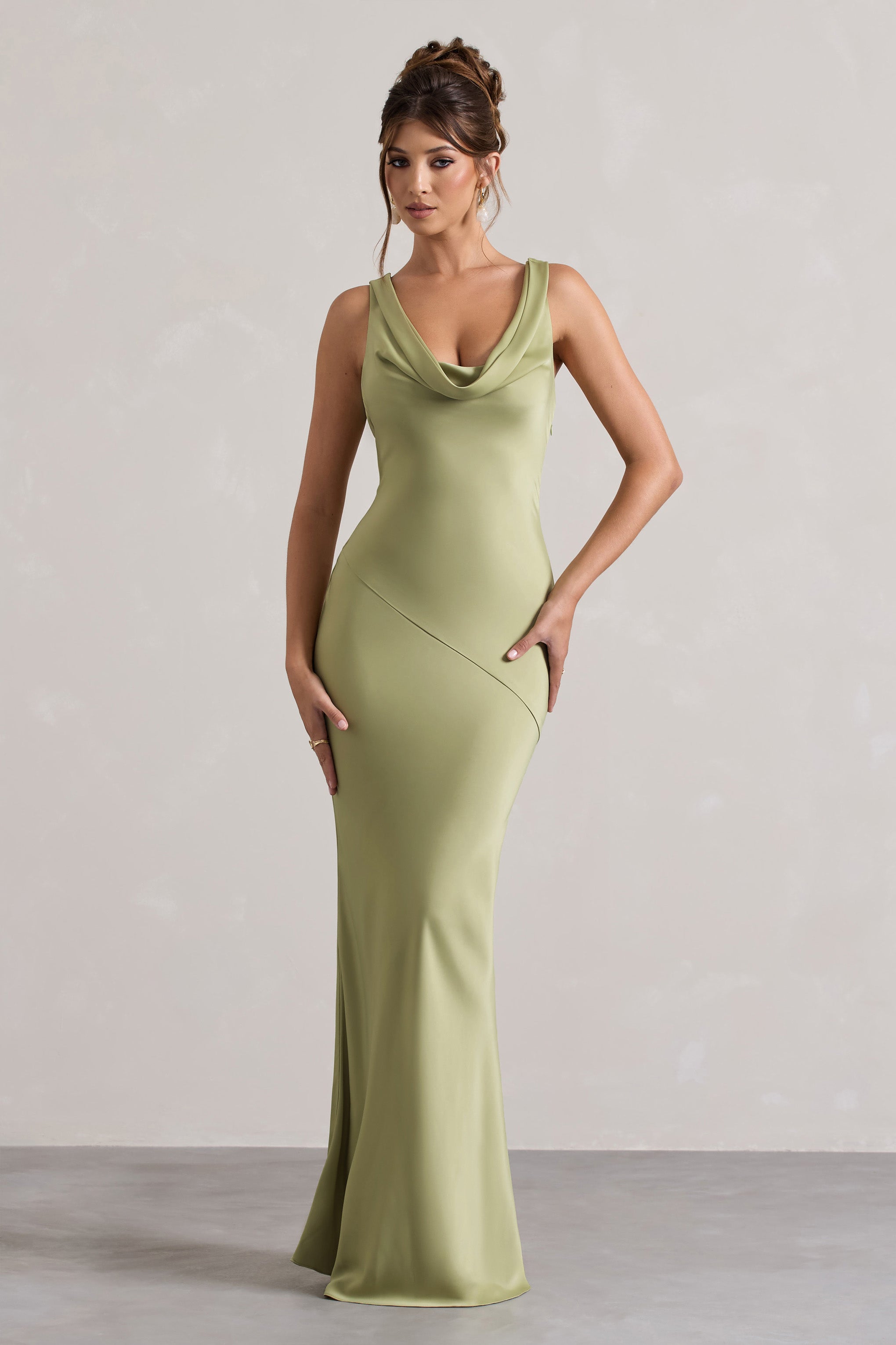 LENA | Minimalistisches Maxi Kleid mit Drapiertem Ausschnitt