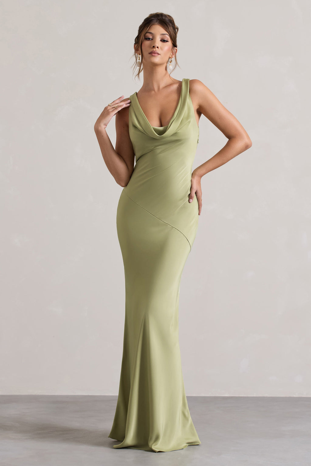 LENA | Minimalistisches Maxi Kleid mit Drapiertem Ausschnitt
