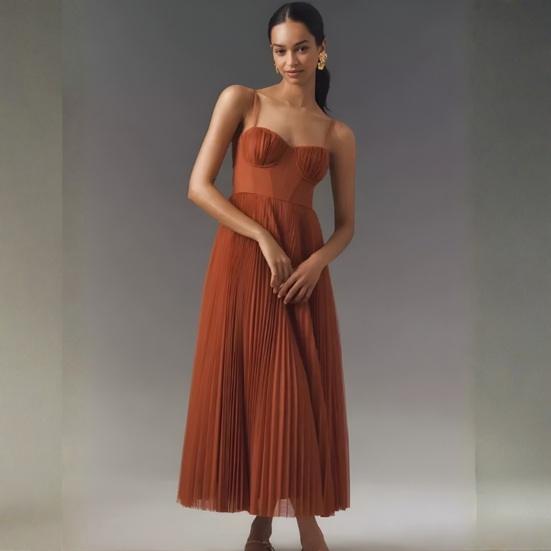 AURELIA | Fließendes Plissee Maxi Kleid