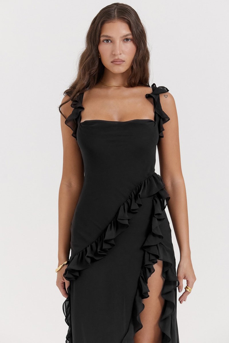 LEYLA | Rüschen-Maxikleid