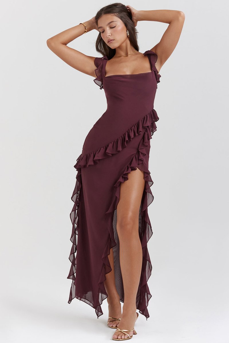 LEYLA | Rüschen-Maxikleid