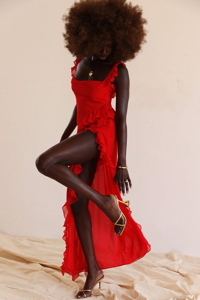 LEYLA | Rüschen-Maxikleid