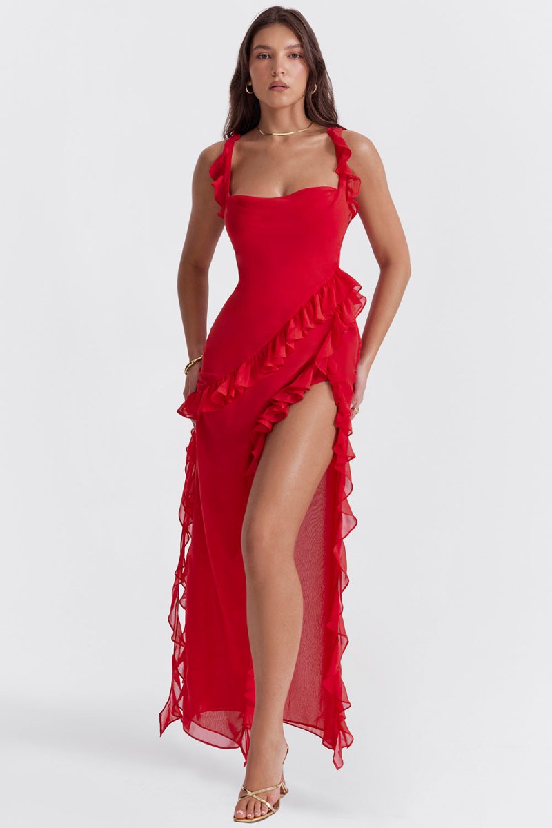 LEYLA | Rüschen-Maxikleid