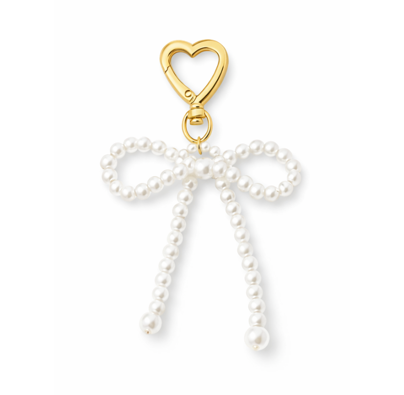 Pearl Bow | Eleganter Bag Charm in Goldoptik