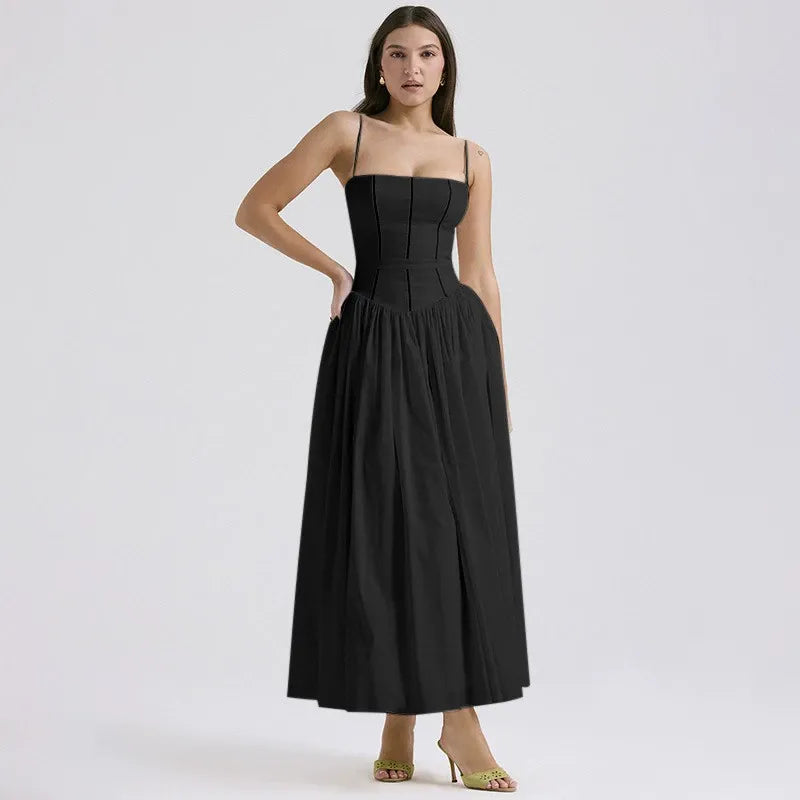 LARINA | Chic Midi Kleid mit Korsett und Blumenprint