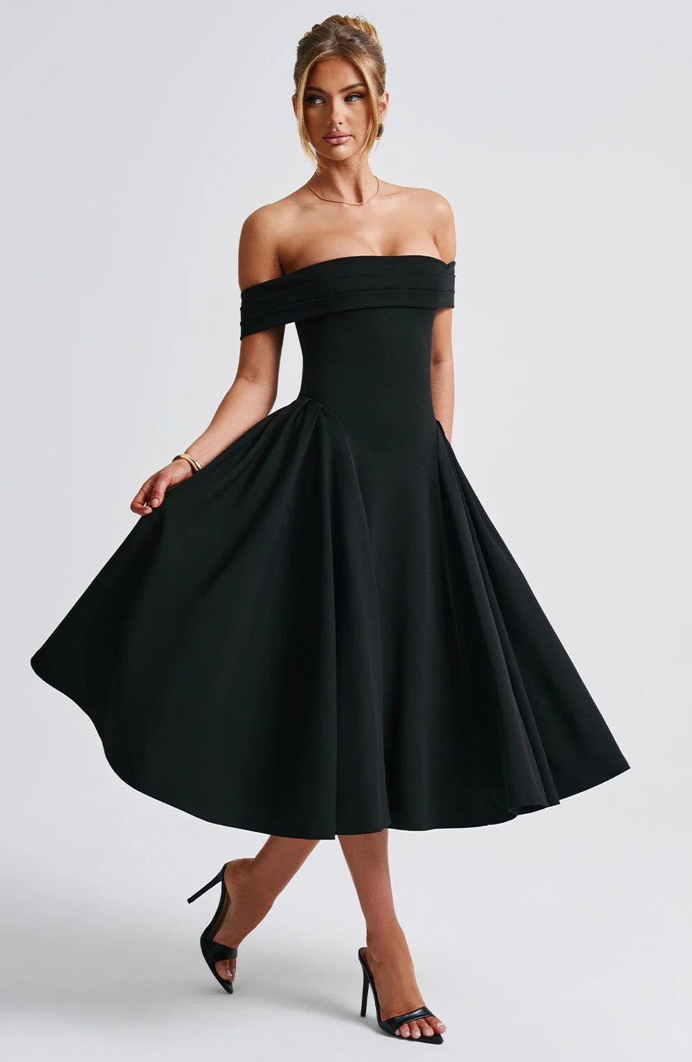 ELENA | Stilvolles Off-Shoulder Midi Kleid