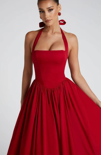 TESSA | Vintage-inspiriertes Halter Midi Kleid