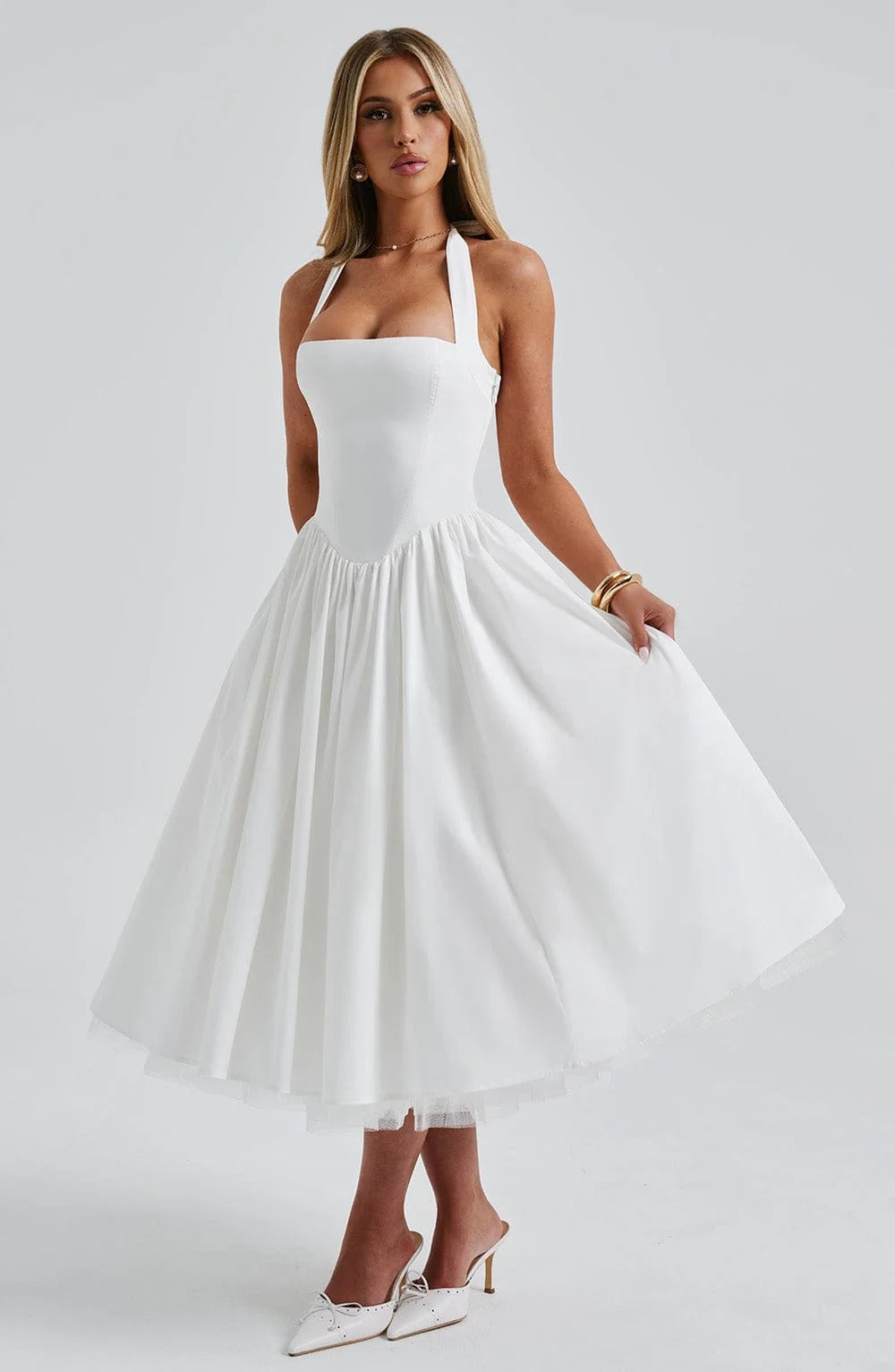 TESSA | Vintage-inspiriertes Halter Midi Kleid