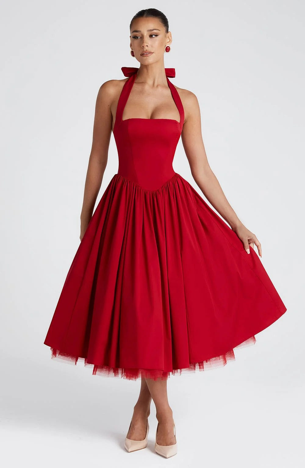 TESSA | Vintage-inspiriertes Halter Midi Kleid