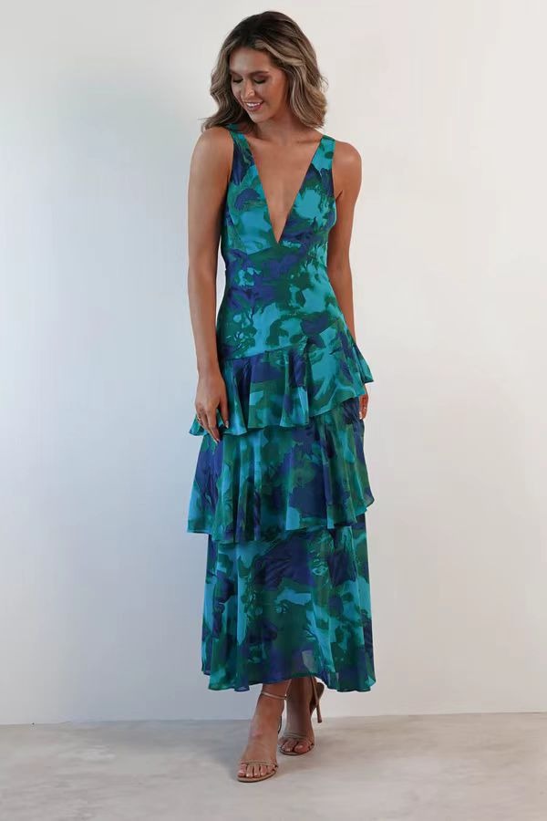 LISA | Florales Volant Maxi Kleid