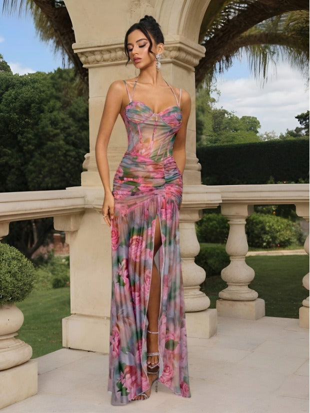 FIONA | Elegante vestido maxi corsé con abertura