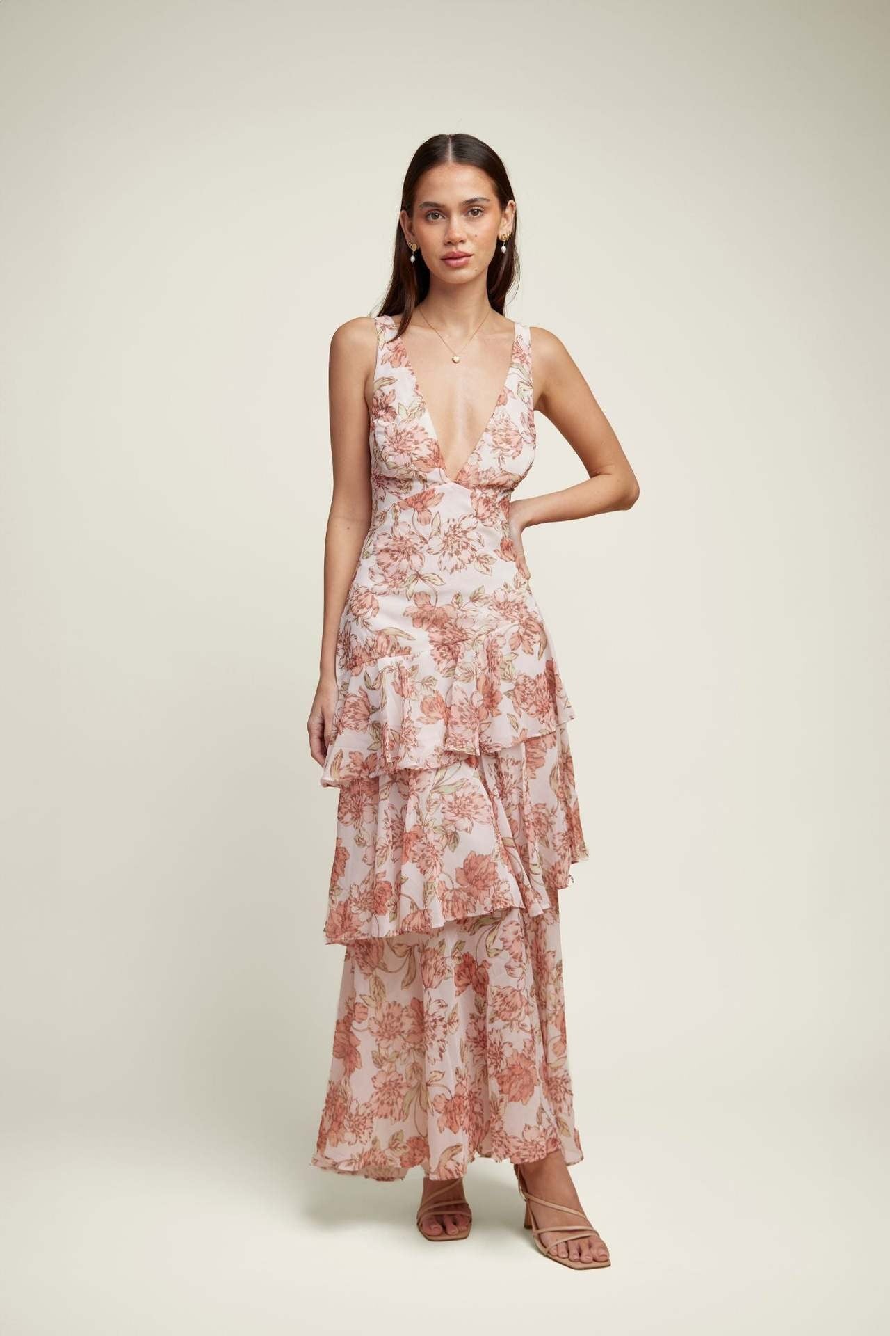 LISA | Florales Volant Maxi Kleid