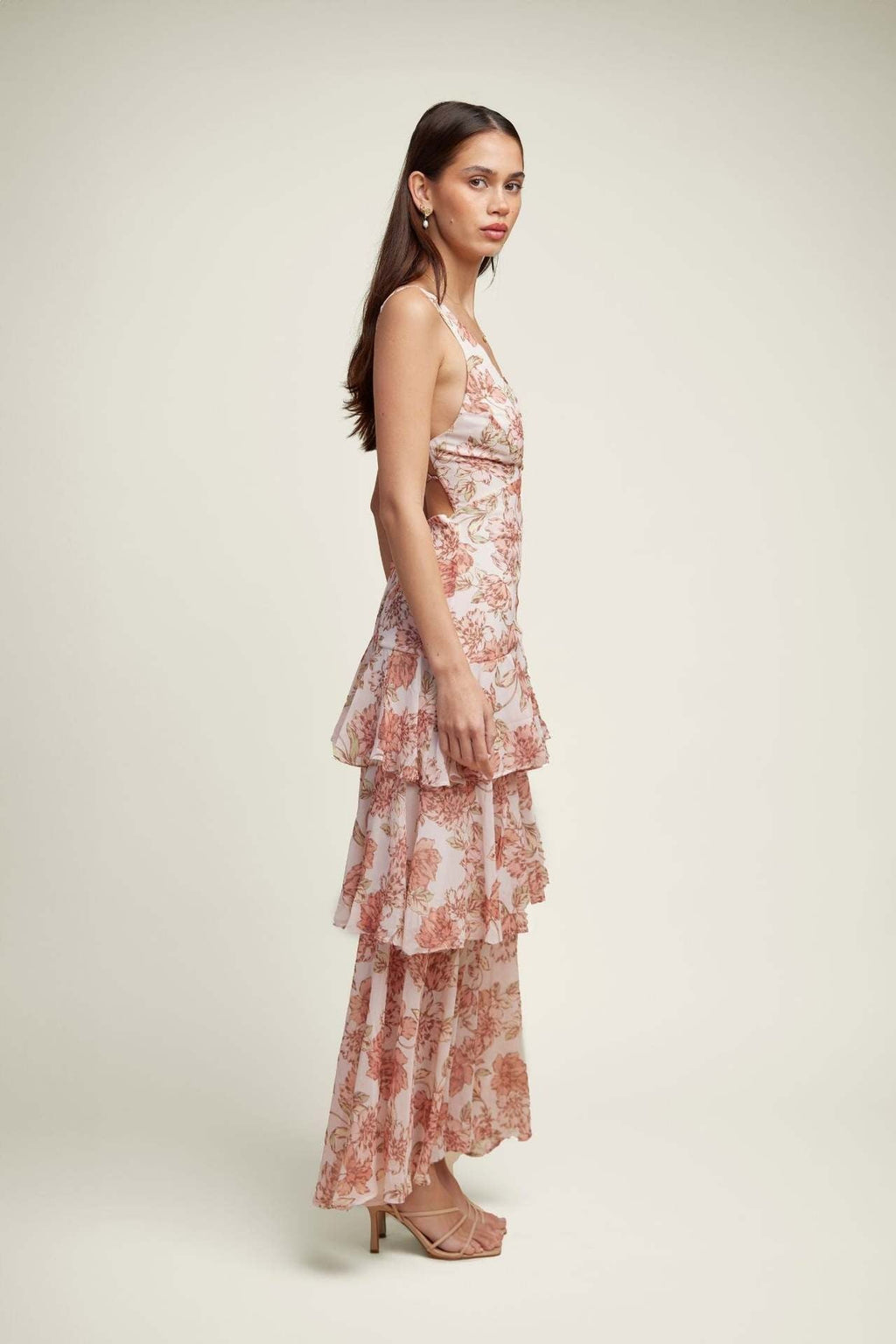 LISA | Florales Volant Maxi Kleid