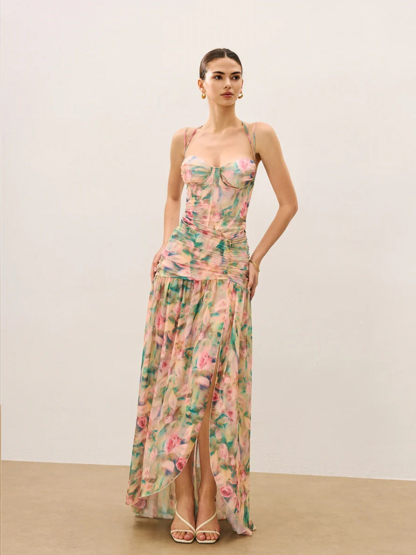 FIONA | Elegantes Corset Maxi Kleid mit Schlitz