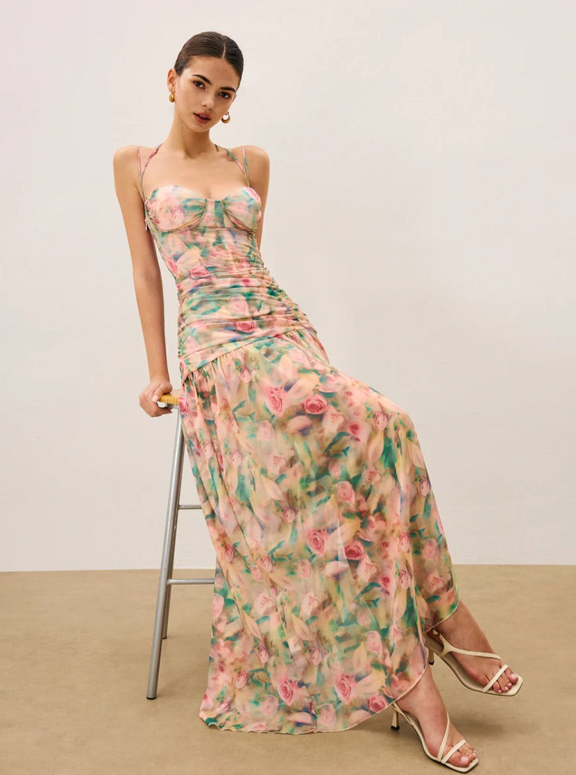 FIONA | Elegantes Corset Maxi Kleid mit Schlitz