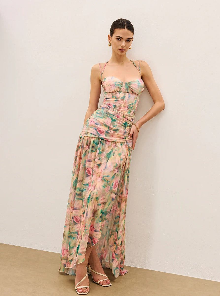 FIONA | Elegantes Corset Maxi Kleid mit Schlitz