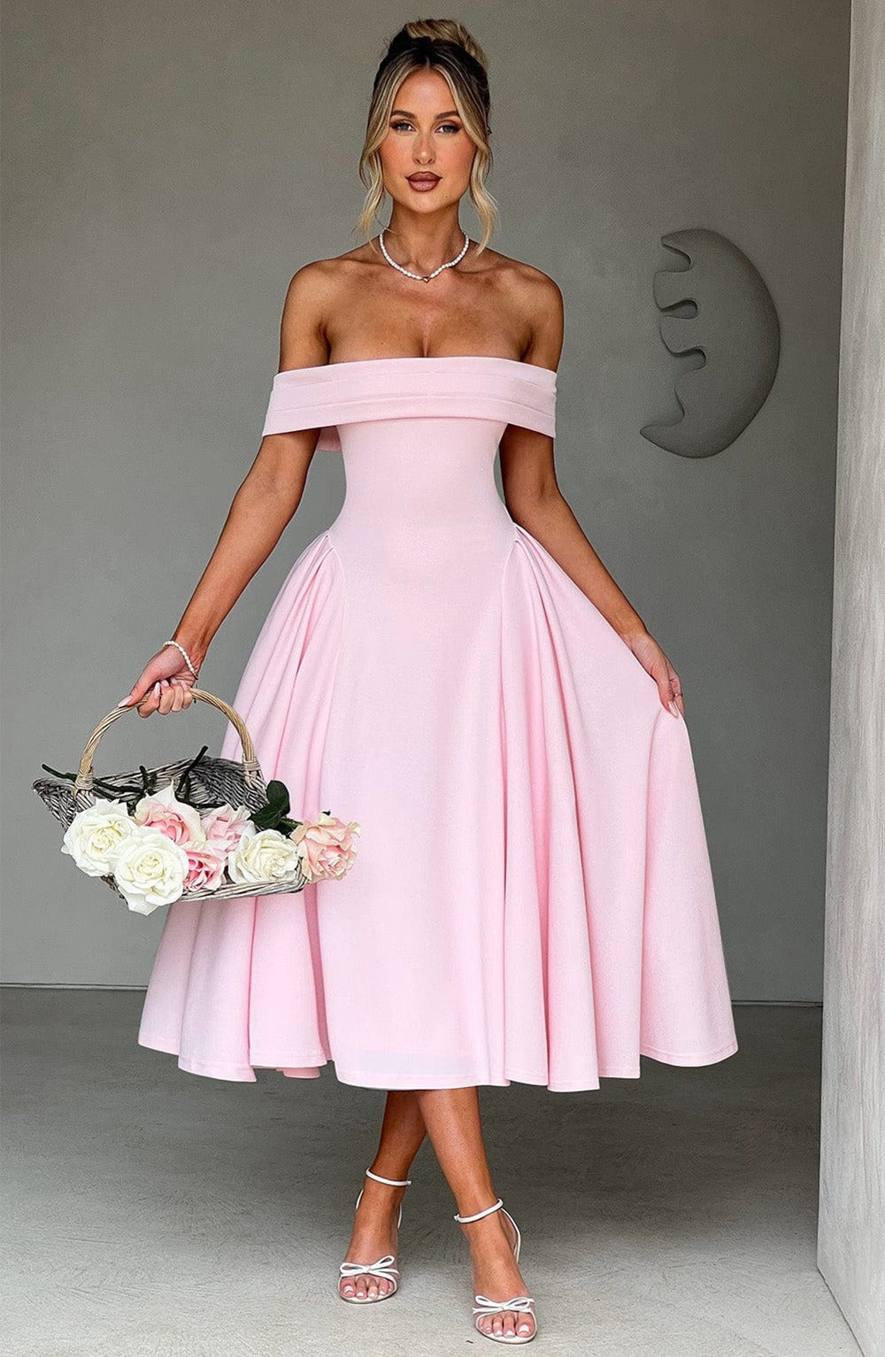 ELENA | Stilvolles Off-Shoulder Midi Kleid